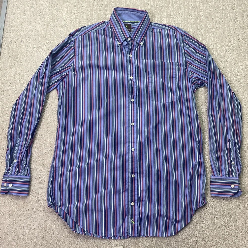 Tailorbyrd Shirt Mens size LT Long-Sleeve Blue Striped Cotton button down